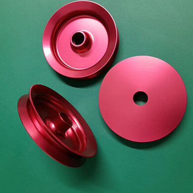 Aluminum wheel with red anodize